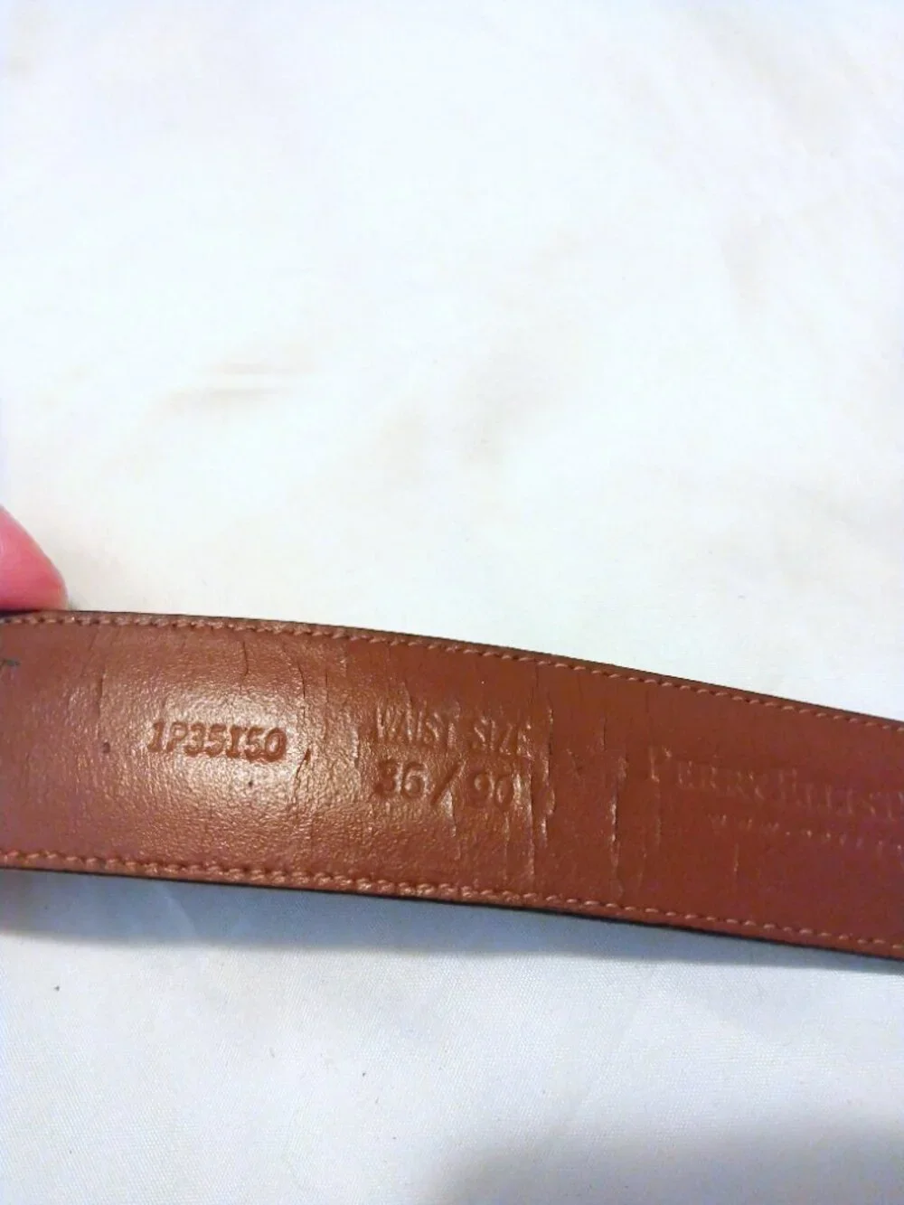 Perry Ellis Portfolio Italian Full Grain Cowhide Leather Belt Size 36 Brown
